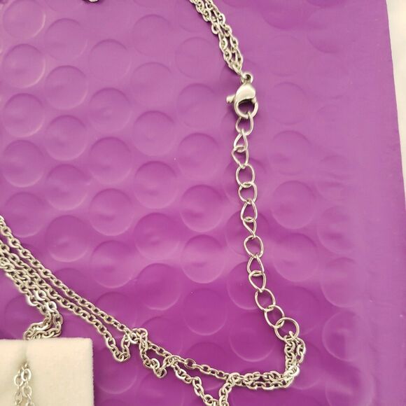 Smartass & Sass Necklace, "LIFE'S SHORT TALK FAST"- 2-layer Silver Tone, NIB - Picture 7 of 11